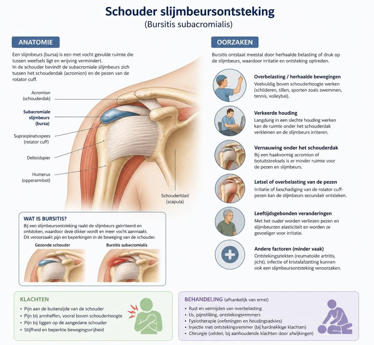 ontdek de oorzaken, symptomen en behandelingsmogelijkheden van schouder slijmbeursontsteking voor effectieve pijnverlichting en herstel.