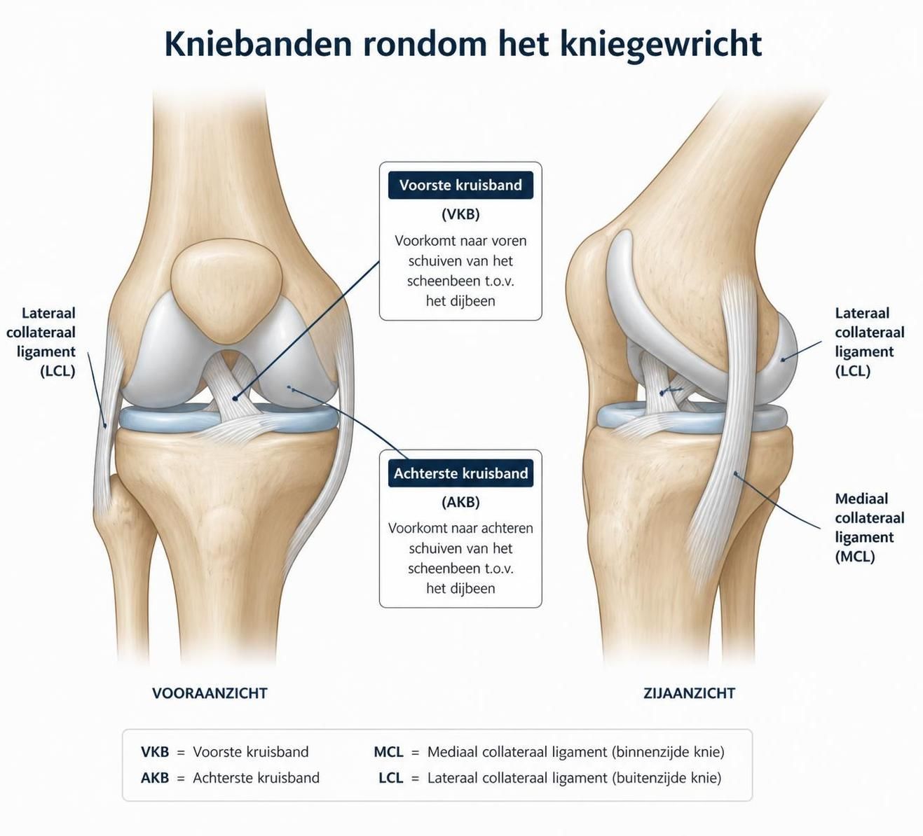 ontdek de anatomie van de knie en leer over de belangrijkste structuren en functies die beweging en stabiliteit mogelijk maken.