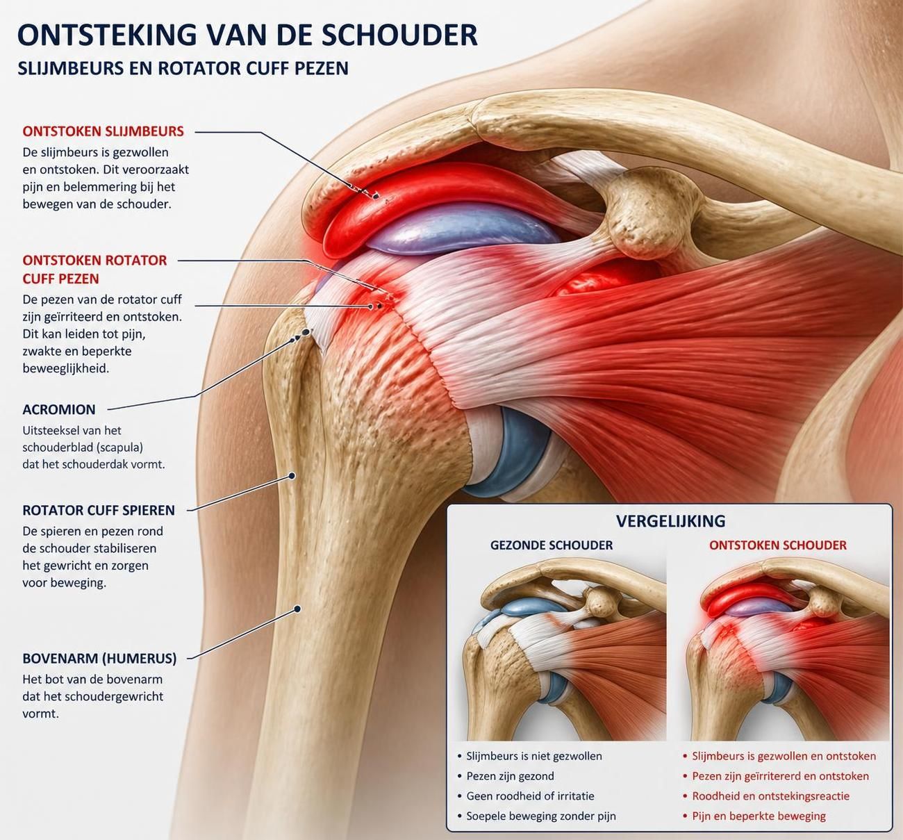 ontdek hoe u een ontsteking in de schouder herkent en welke effectieve behandelingen beschikbaar zijn om pijn en ongemak te verminderen.