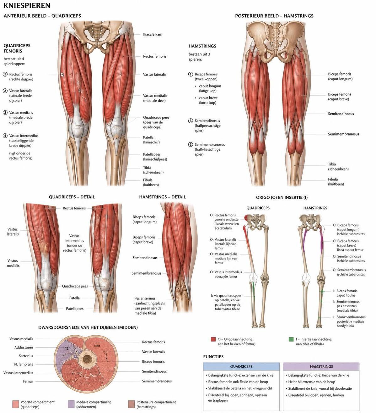 ontdek hoe de spieren in de knie samenwerken om stabiliteit te bieden en beweging mogelijk te maken, essentieel voor dagelijkse activiteiten en sport.