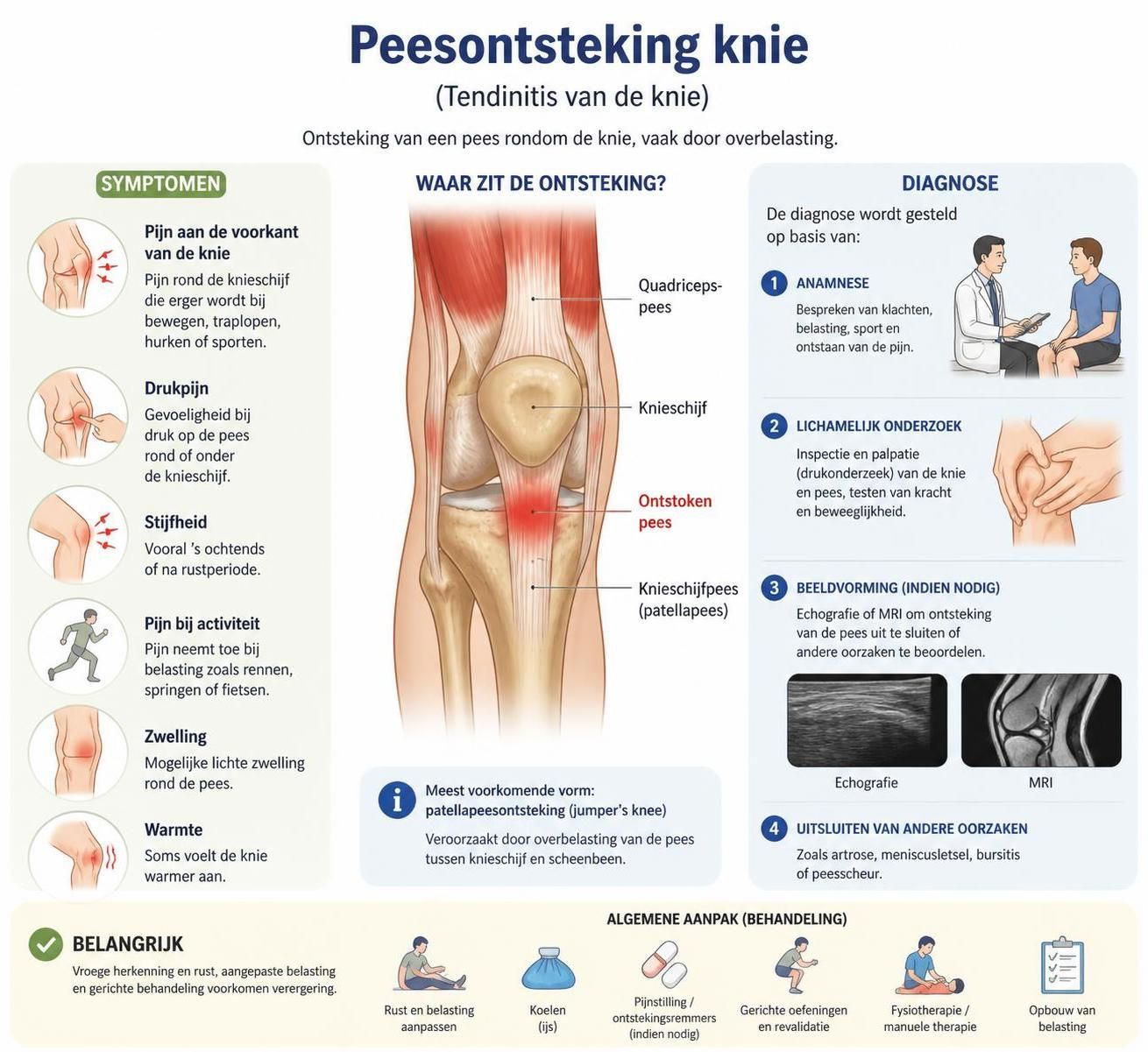leer alles over peesontsteking in de knie: ontdek de oorzaken, herken de symptomen en vind effectieve behandelingen voor sneller herstel.