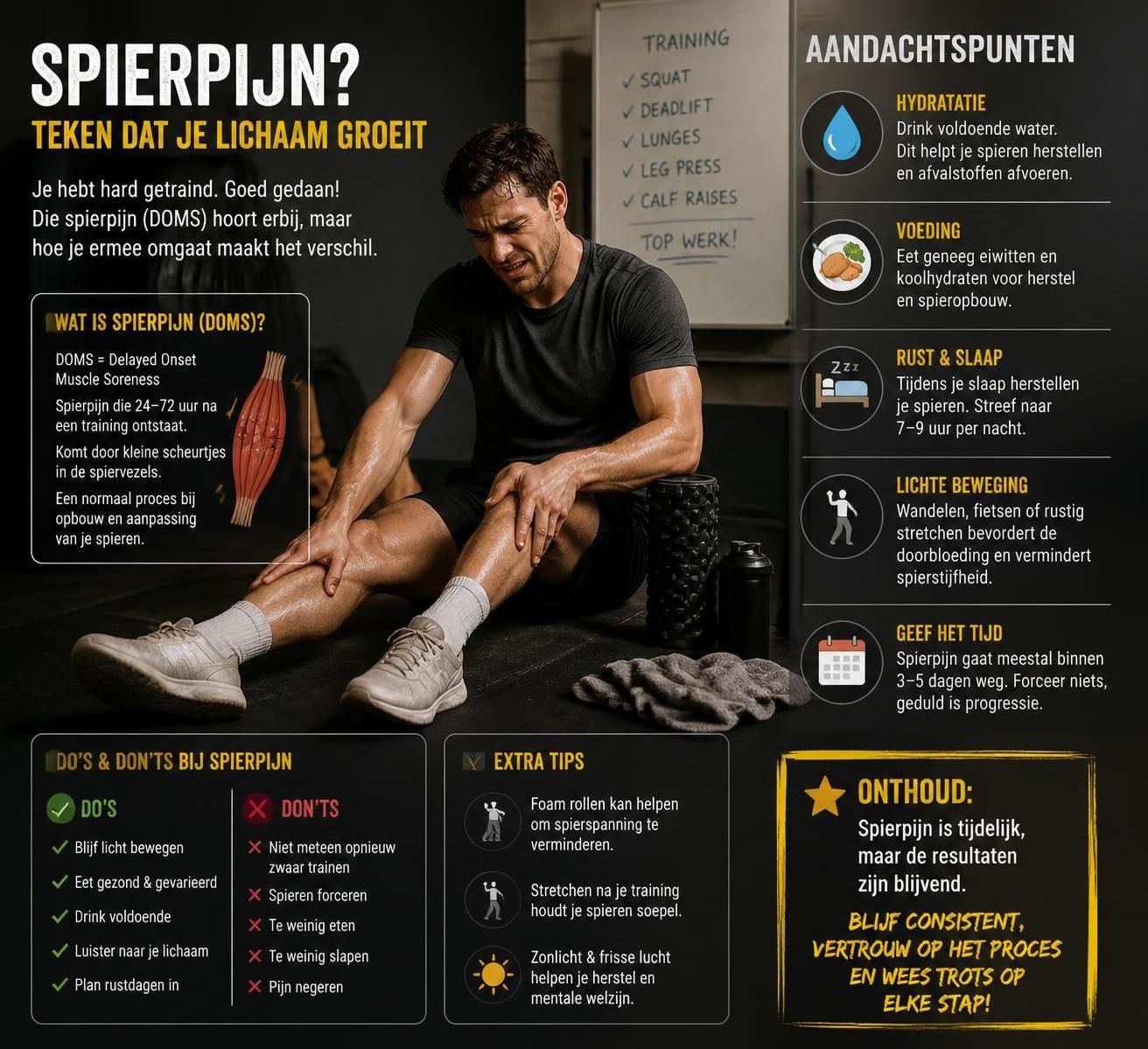 ontdek de voordelen en belangrijke aandachtspunten van sporten met spierpijn, zodat je veilig en effectief kunt blijven trainen.